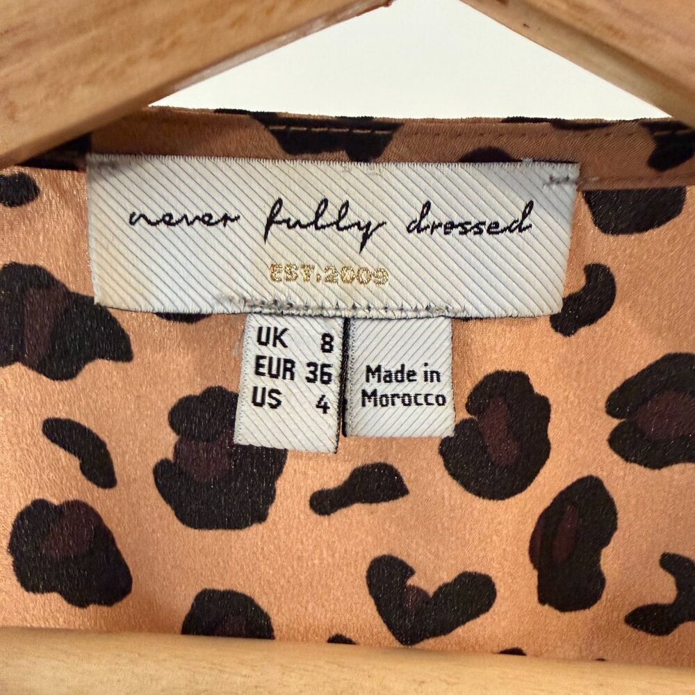 Never Fully Dressed Leopard Wrap Midi Dress US 4 - Picture 6 of 7